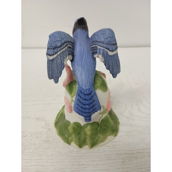 Vintage 2001 Avon Ceramic Blue Jay and Flower Bell Collectible Cottagecore - Picture 7 of 11
